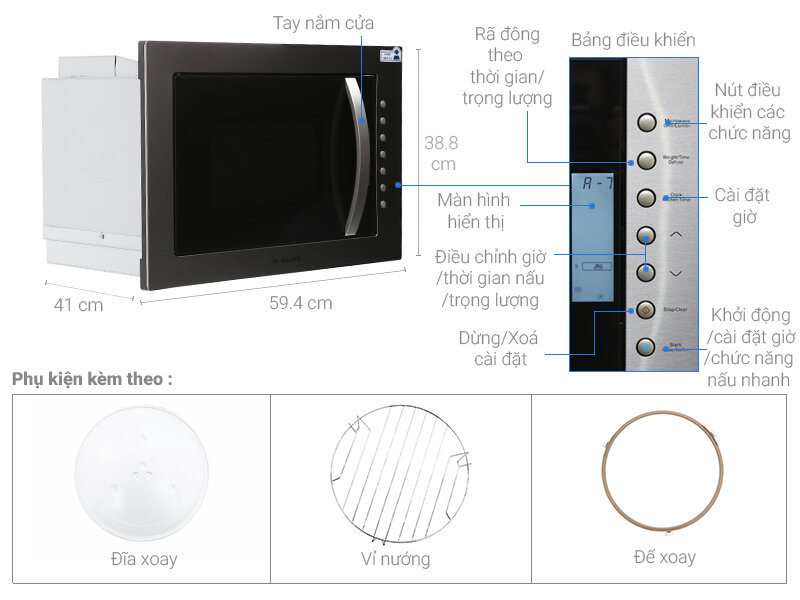 Lò vi sóng âm Malloca MW-927I 27 lít Lò vi sóng âm Malloca MW-927I 27 lít