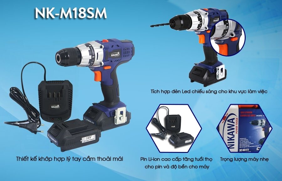 Đặc điểm nổi bật của sản phẩm máy khoan cầm tay Nikawa NK-M18SM