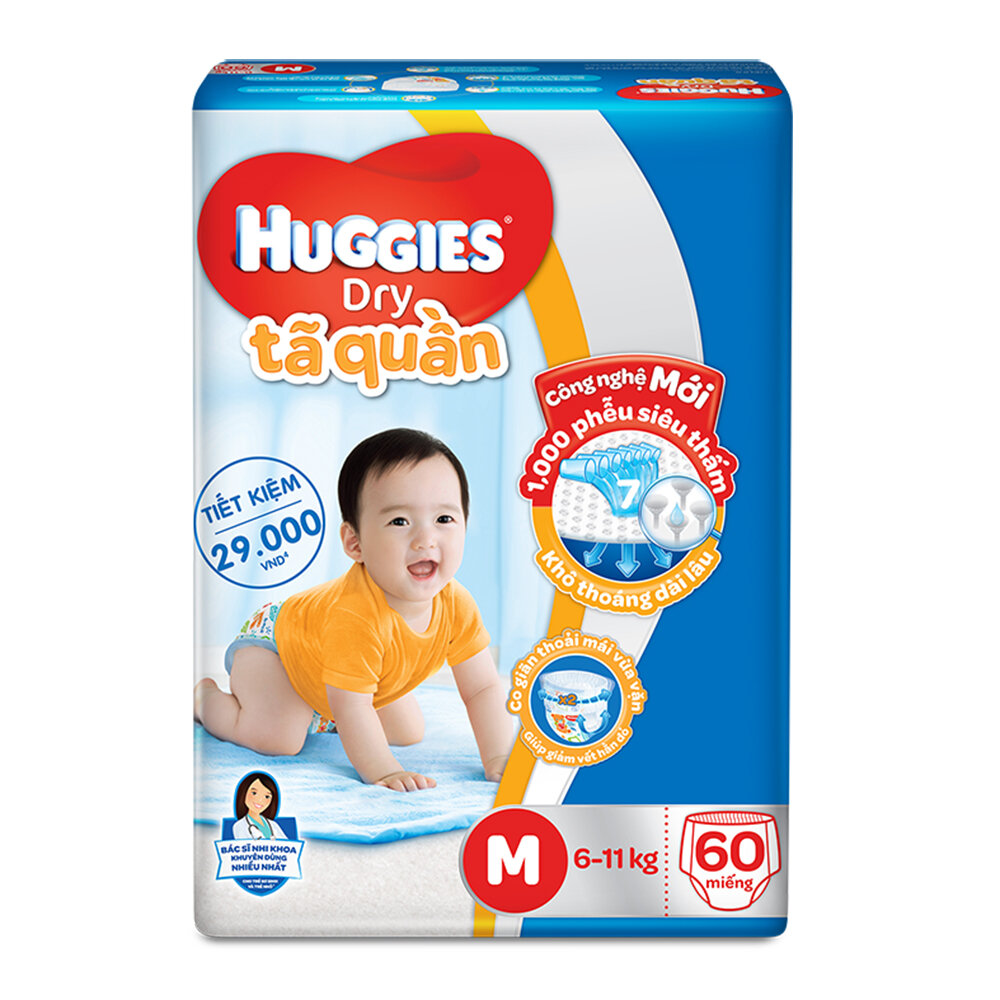  Bỉm - Tã quần Huggies size M 60 miếng (cho bé 6-11kg)