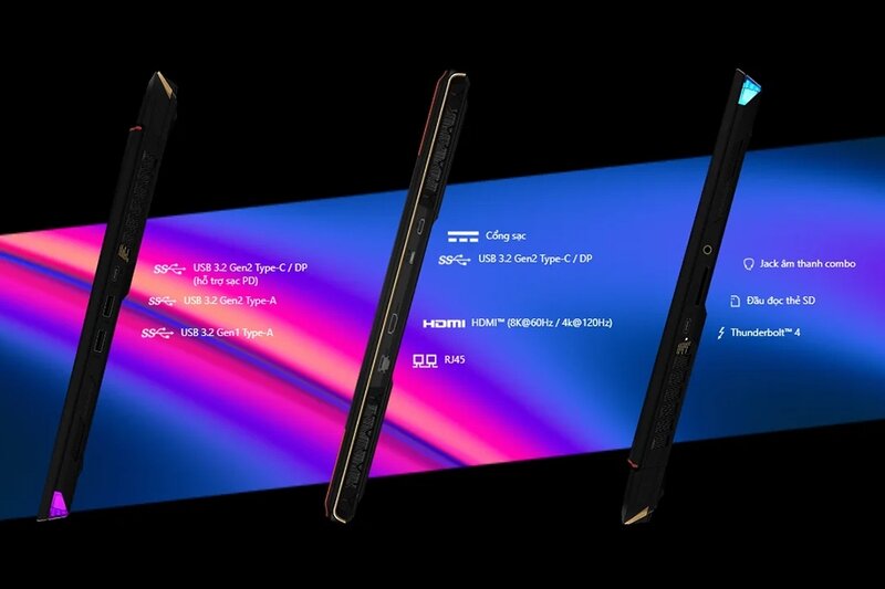 MSI Raider GE68 HX 13VG-048VN có cổng kết nối đa dạng