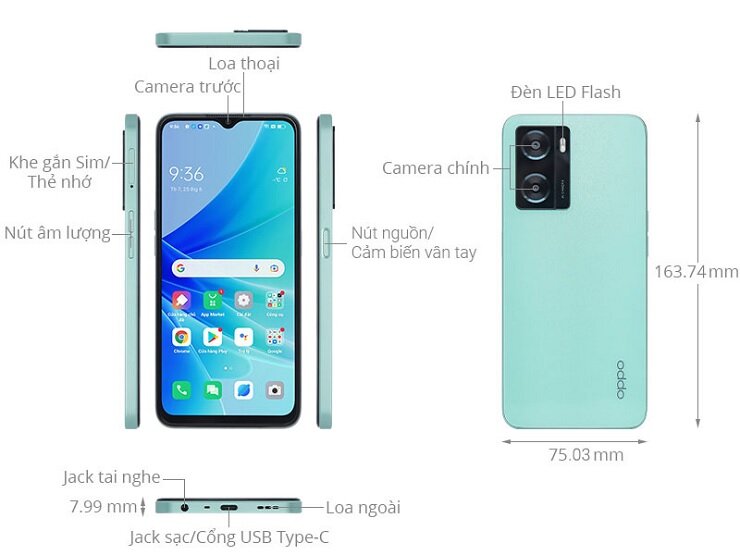 điện thoại OPPO A57 4GB/128GB thiết kế