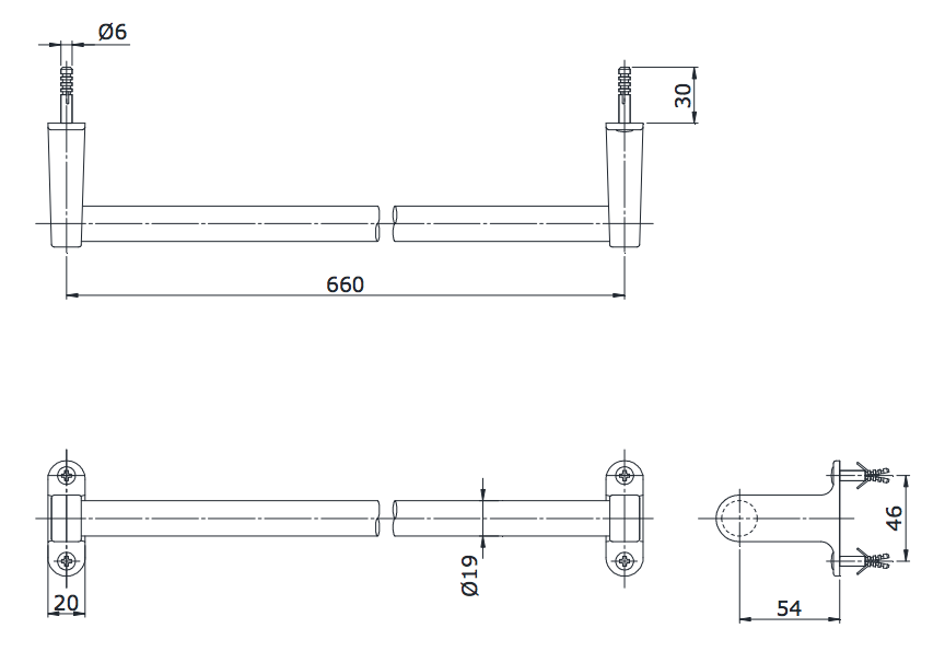 Bản vẽ kỹ thuật thanh vắt khăn tắm TOTO TS113A2V2