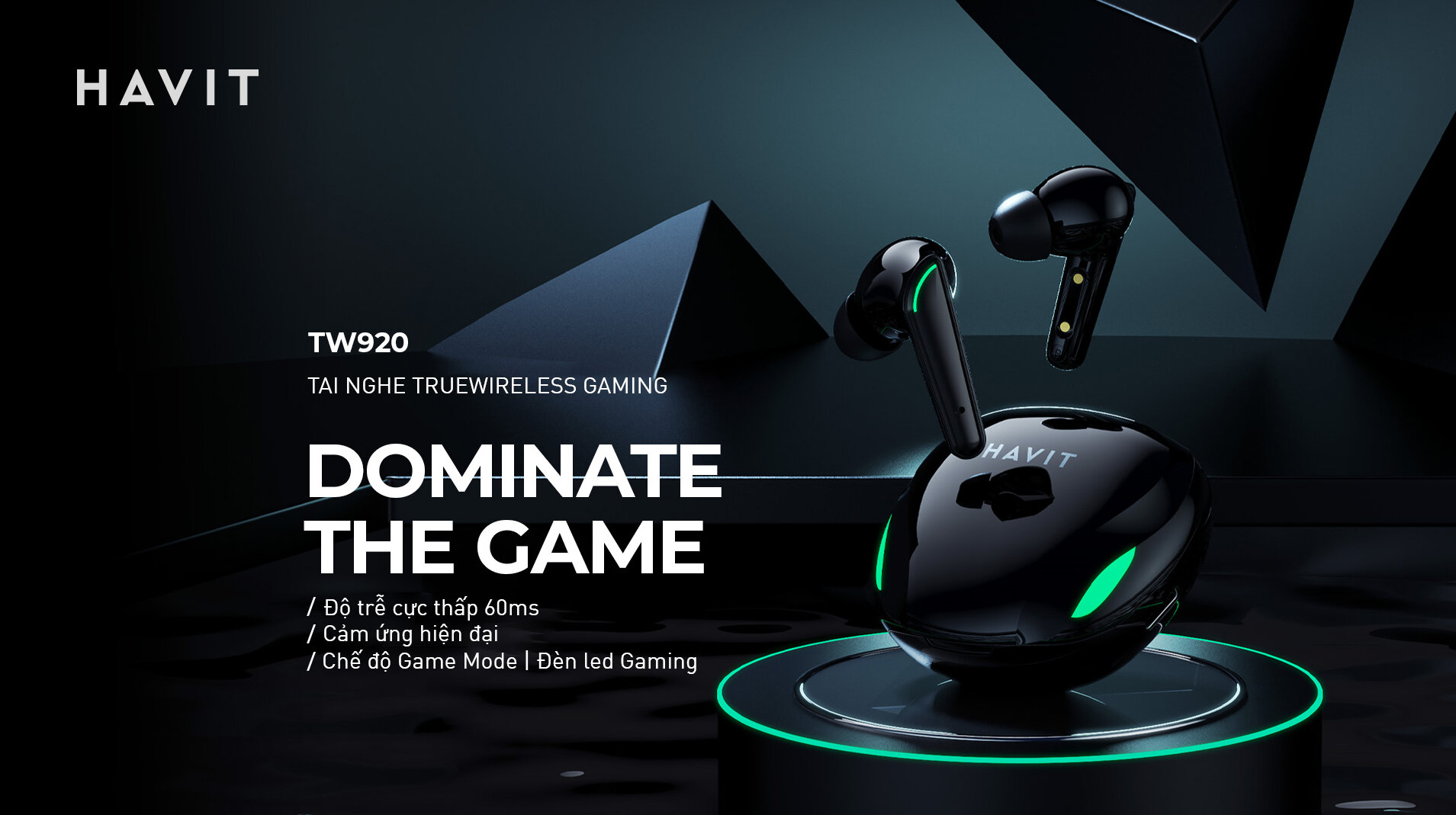 Tai nghe Bluetooth True Wireless Havit TW920 Đen