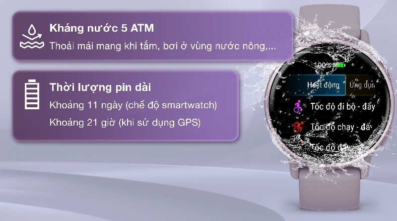 Đồng hồ thông minh Garmin Vivoactive 5 42.2mm pin