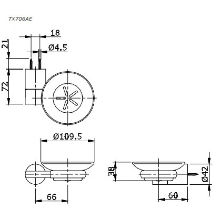 Bản vẽ kỹ thuật lô xà bông TOTO Ego TX706AE