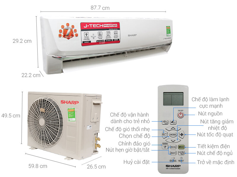 Máy lạnh Sharp Inverter 1 HP AH-X9SEW Máy lạnh Sharp Inverter 1 HP AH-X9SEW