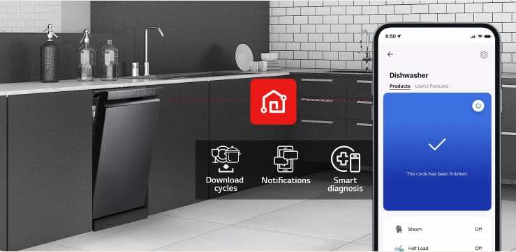 Máy rửa bát LG điều khiển được bằng điện thoại Máy rửa bát LG