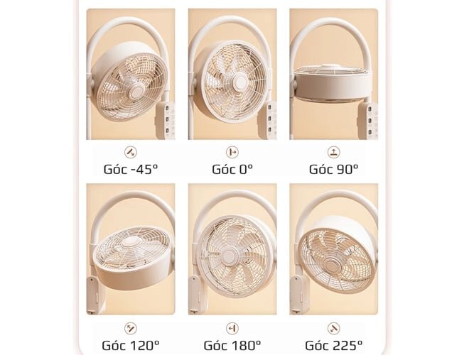 Chế độ xoay linh hoạt giúp làm mát nhiều góc độ Quạt tuần hoàn không khí Olivo