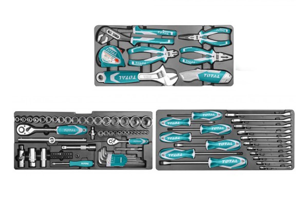 Bộ đồ nghề đựng trong hộp sắt 59 chi tiết Total THPTCS70971