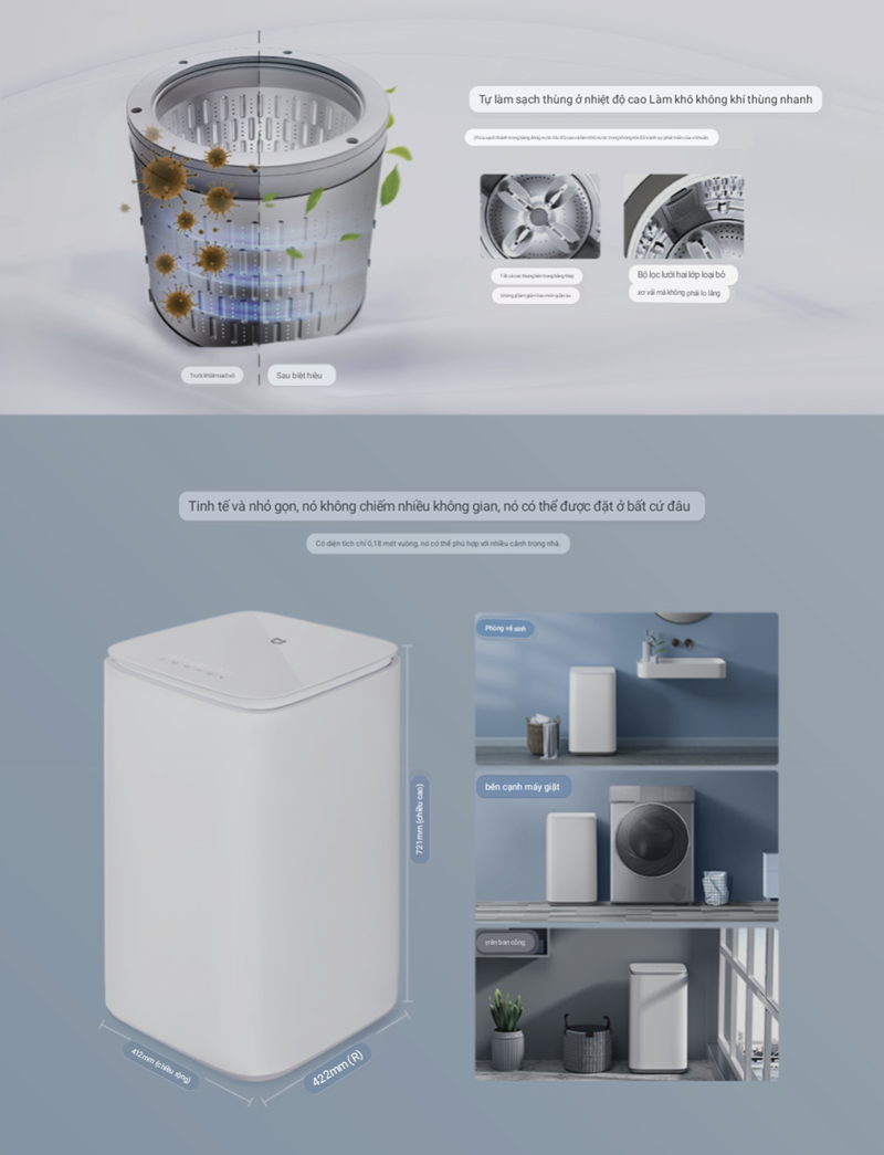 Máy giặt Xiaomi Mijia mini Pro 3kg XQB30MJ101 4 Máy giặt kháng khuẩn Xiaomi Mijia Pro XQB30MJ101