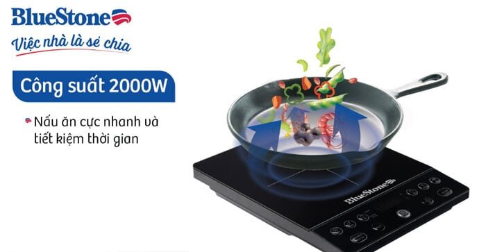 Bếp từ BlueStone ICB-6610 được trang bị công suất tối đa 2.000W 