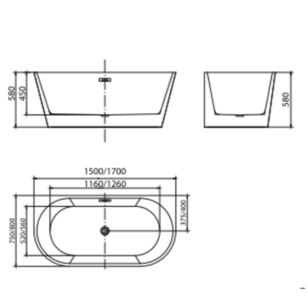 Bản vẽ kỹ thuật bồn tắm MOWOEN MW8113-150 đặt sàn 1m5
