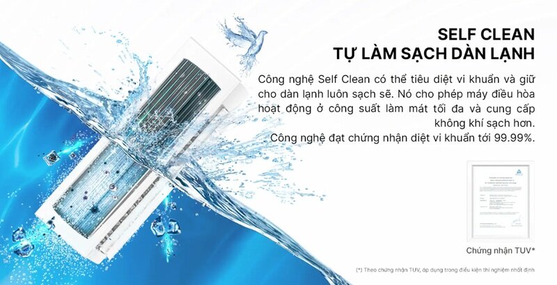 Điều hòa Aqua Inverter 12500 BTU AQA-RV13QC2 tự vệ sinh dàn lạnh
