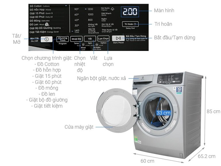 máy giặt electrolux 9kg ewf9025bqsa