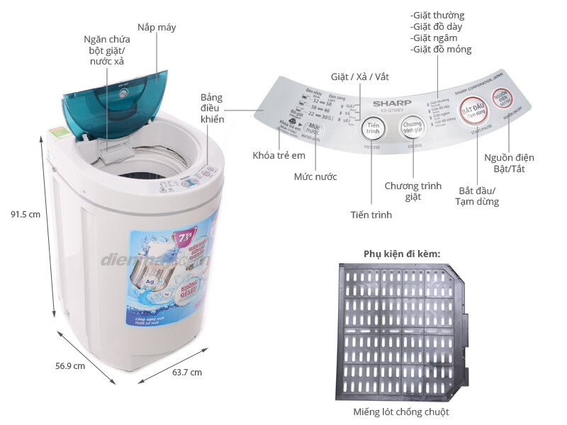 Máy giặt Sharp ES-Q750EV 7.5kg Máy giặt Sharp ES-Q750EV 7.5kg