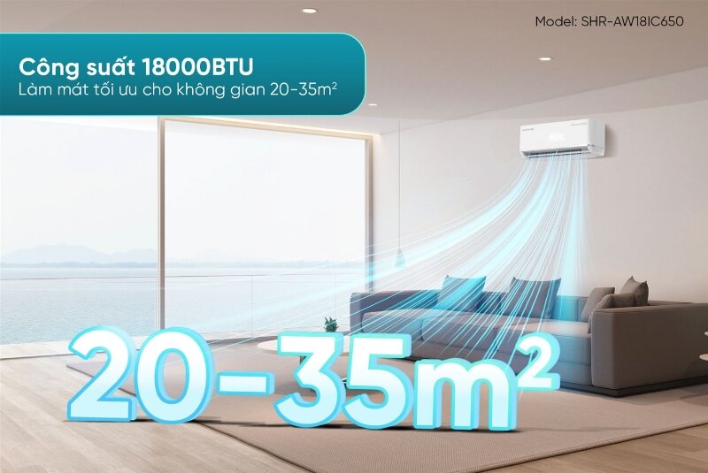 Điều hòa Sunhouse Inverter 18000 BTU 1 chiều SHR-AW18IC650 gas R-32