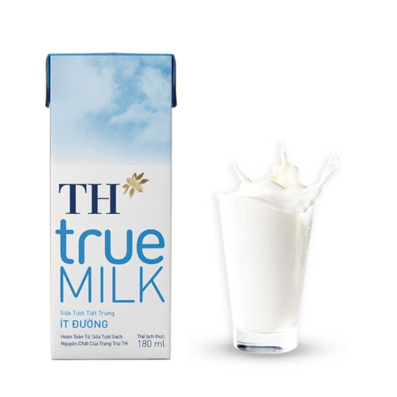 Sữa tươi TH True Milk ít đường 180ml x 48 hộp