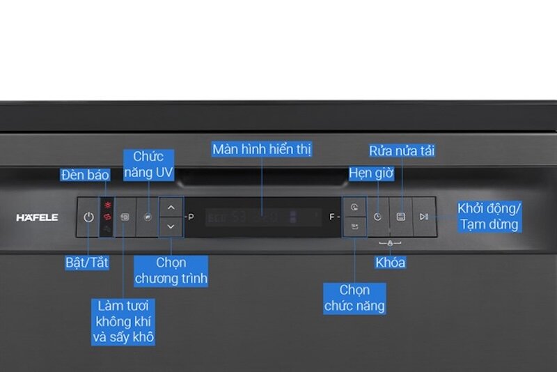 Máy rửa bát độc lập 15 bộ Hafele HDW-F605B được trang bị tới 8 chương trình rửa đa dạng