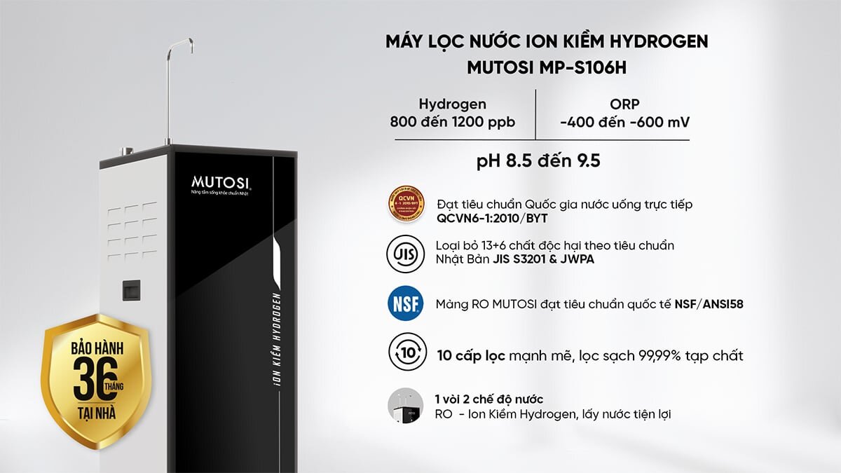 Máy lọc nước ion kiềm Hydrogen Mutosi MP-S106H