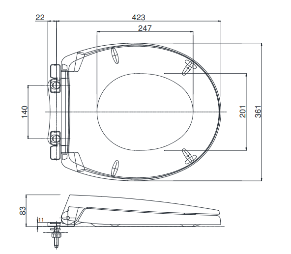 Bản vẽ kỹ thuật nắp bồn cầu TOTO TC392VS