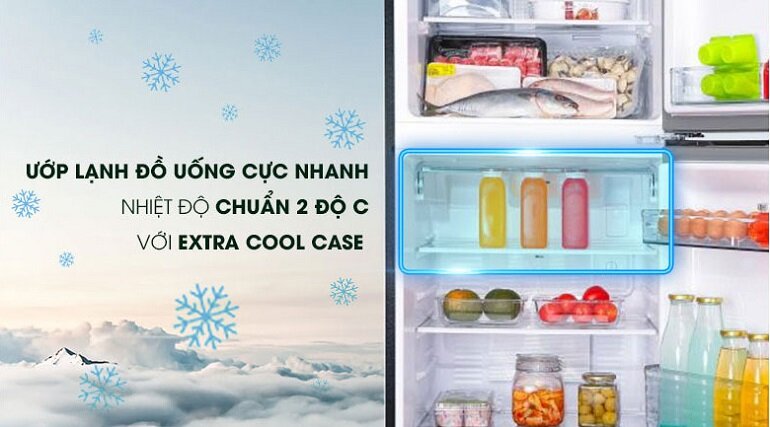 Tủ lạnh Panasonic NR-BL381WKVN làm lạnh nhanh thực phẩm với ngăn chứa Extra Cool Zone