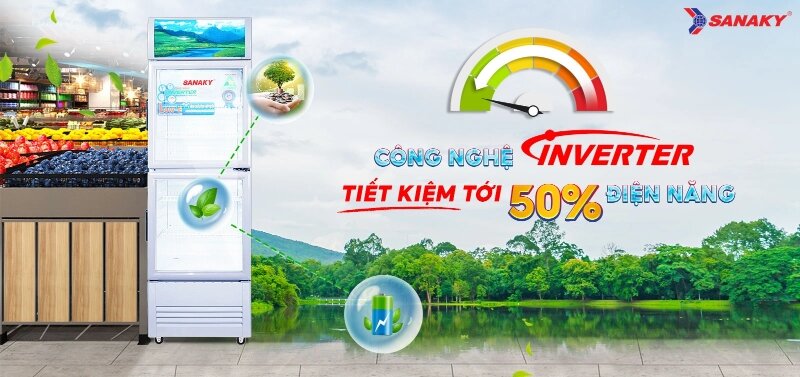 Tủ mát Sanaky Inverter 2 cánh 240 lít VH-308W3L
