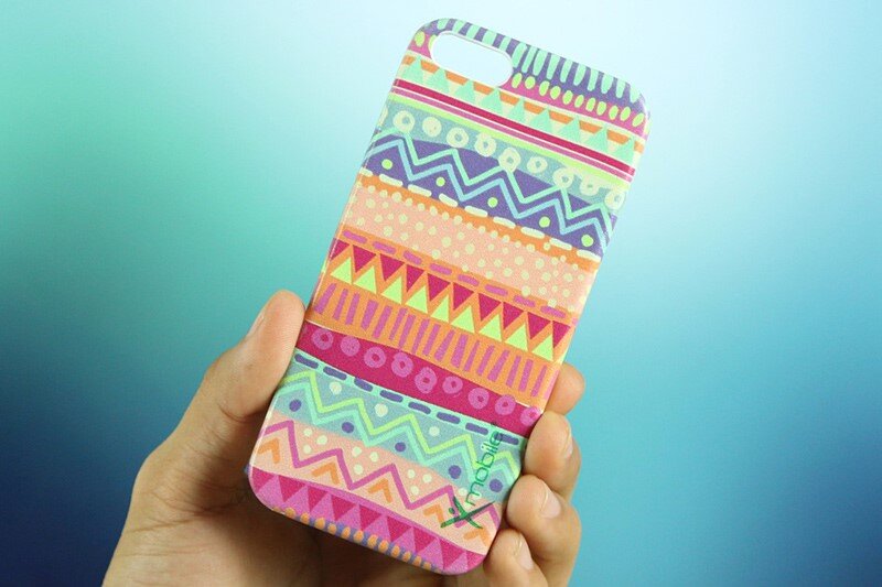 Ốp lưng iPhone 5 - 5S Nhựa giả da in Hoa văn Xanh