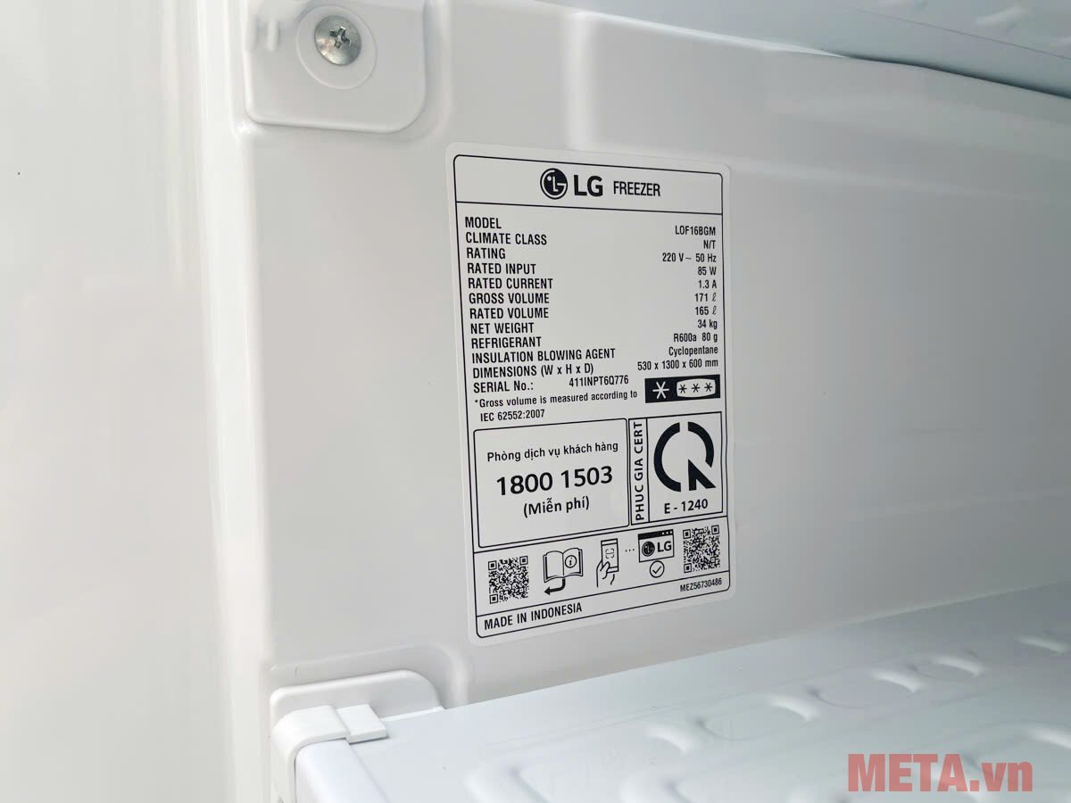 Tủ đông đứng LG 165 lít LOF16BGM