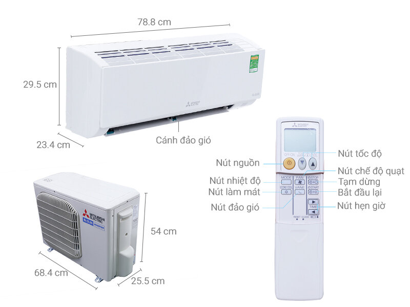 Máy lạnh Mitsubishi Electric Inverter 1 HP MSY-GH10VA Máy lạnh Mitsubishi Electric Inverter 1 HP MSY-GH10VA