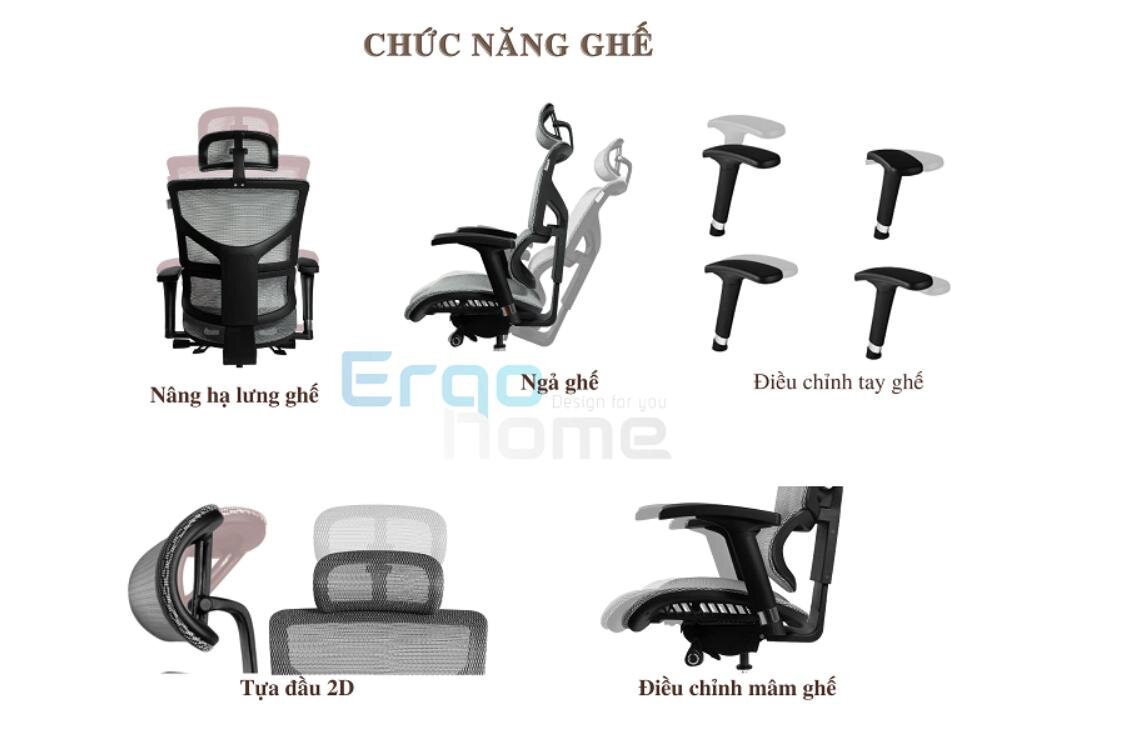 Ghế công thái học VCHAIR COMMANDER - Xám 2