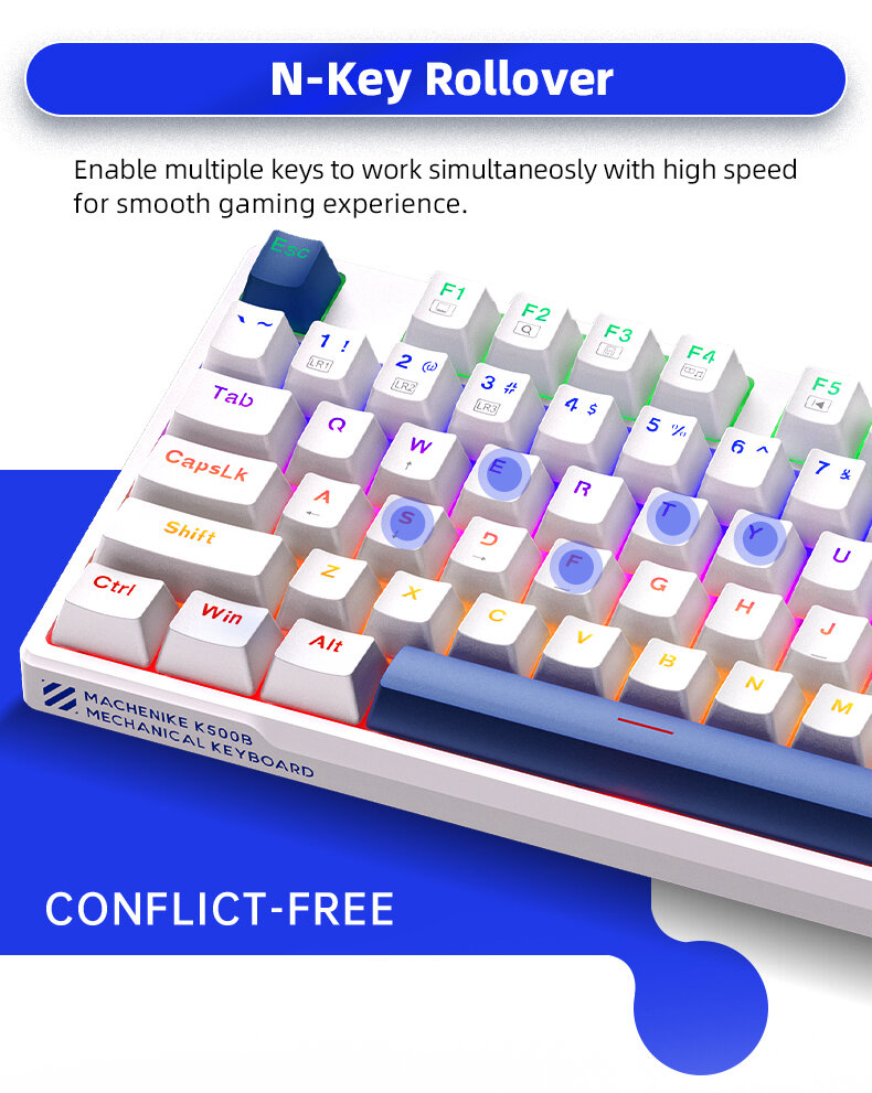 Bàn phím Machenike K500B-B87 Wired Mixed Light B 3