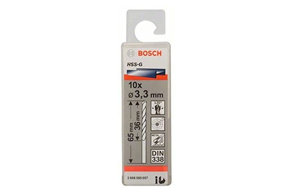 Mũi khoan sắt HSS-G 3.3mm (hộp 10 mũi) Bosch 2608595057