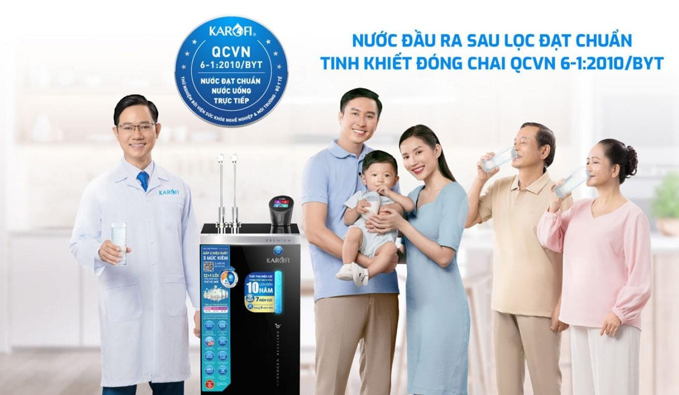 Máy lọc nước Hydro ion kiềm nóng lạnh Karofi KAE-S88 Promax