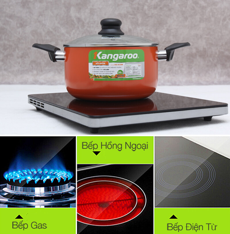 Nồi nhôm đáy từ chống dính 20cm Kangaroo KG935M Nồi nhôm đáy từ chống dính 20cm Kangaroo KG935M