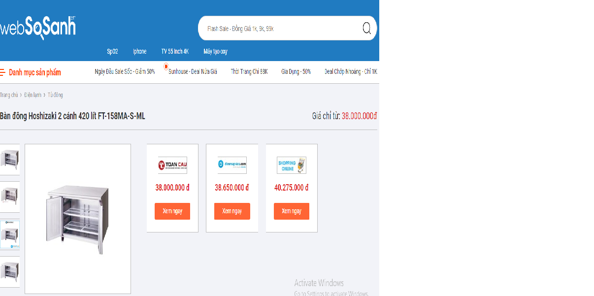 Bàn đông Hoshizaki 2 cánh 420 lít FT-158MA-S-ML