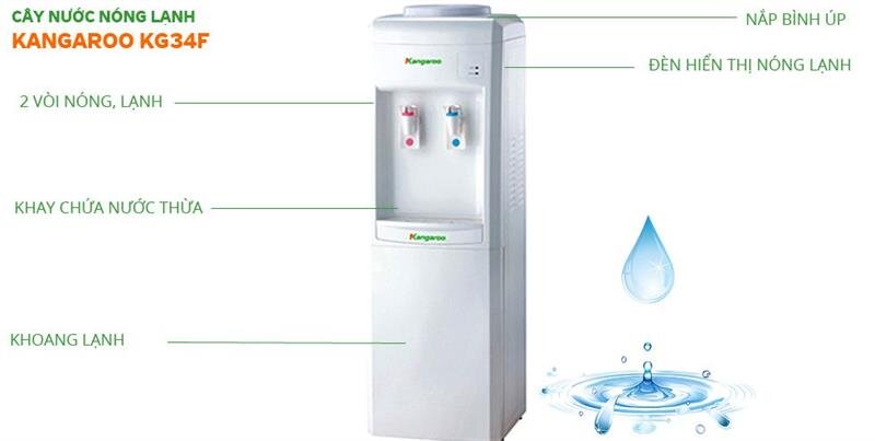Cây nước nóng lạnh Kangaroo KG34F, có ngăn mát