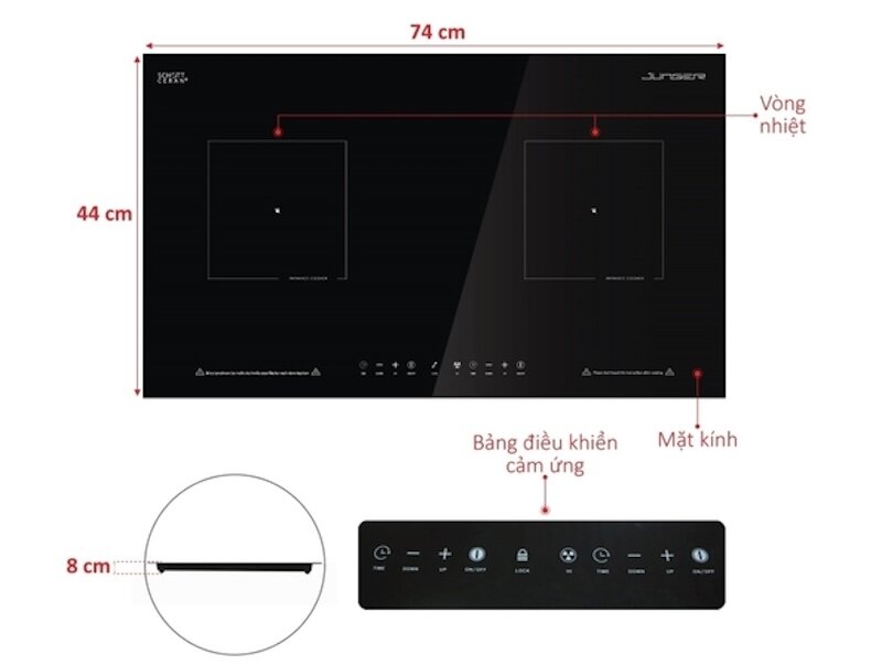 Bếp hồng ngoại đôi Junger ID-18 được trang bị bảng điều khiển cảm ứng trượt hiện đại