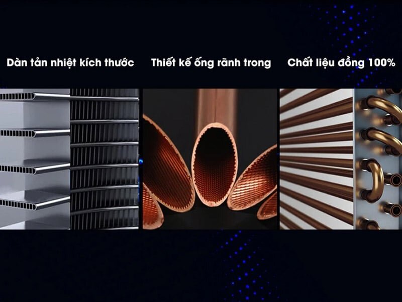 Dàn lạnh điều hòa Sumikura sở hữu đến 13 cặp ống đồng rãnh trong