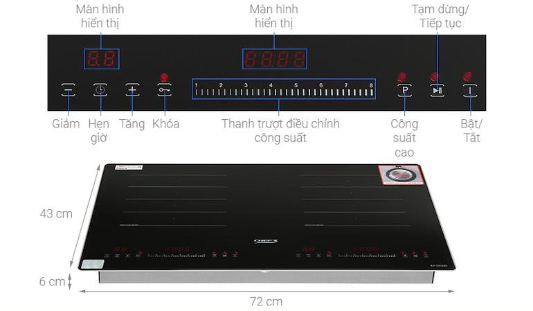 Bếp từ đôi Chef's EH-DIH203 3 Khóa trẻ em được trang bị đảm bảo an toàn khi không sử dụng