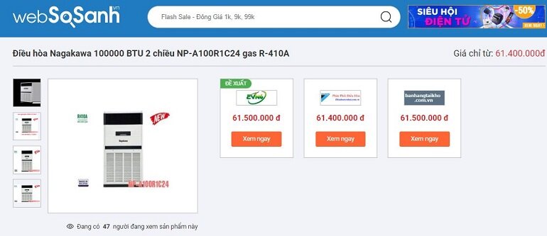 Giá điều hòa Nagakawa NP-A100R1C24 rất phải chăng