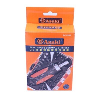 Bộ mũi vít & tay vặn 2 chiều 29 chi tiết Asaki AK-6360