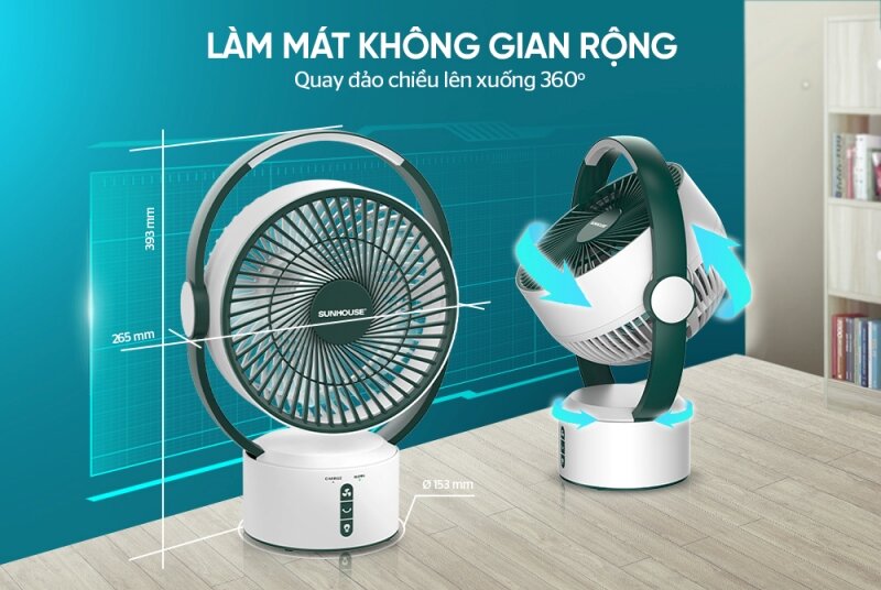 Quạt sạc Sunhouse SHD7116 Quạt sạc Sunhouse SHD7116