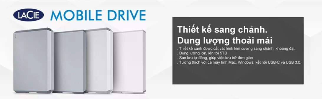 Ổ cứng gắn ngoài  USB-C 2.5 inch Lacie Munich Mobile Drive