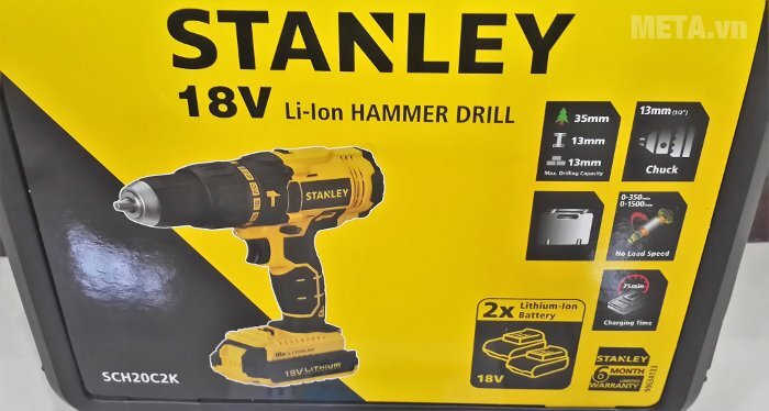Máy khoan vặn vít động lực dùng pin Stanley SCH20C2 dùng pin 18V 