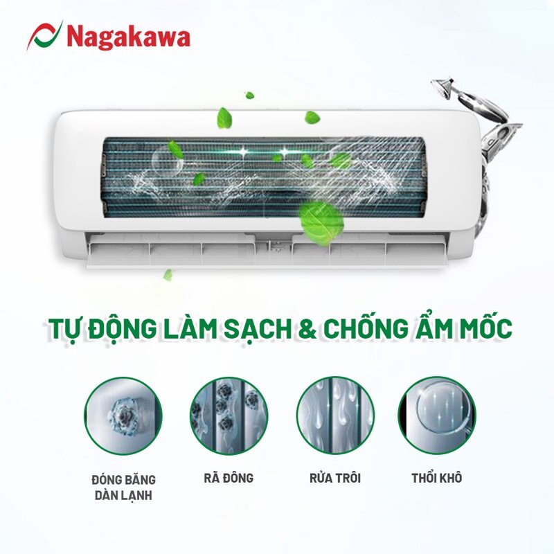 Điều hòa Nagakawa 9000 BTU 1 chiều NS-C12R2M09 tự làm sạch