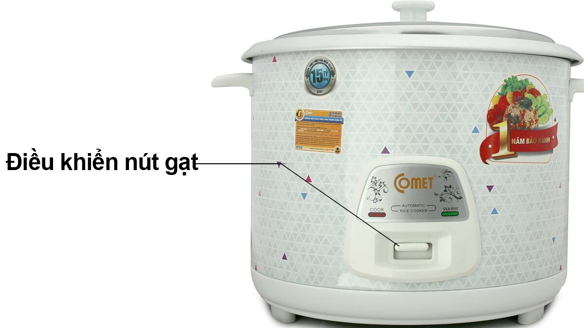 Nồi cơm điện Comet CM8029 điều khiển nút gạt