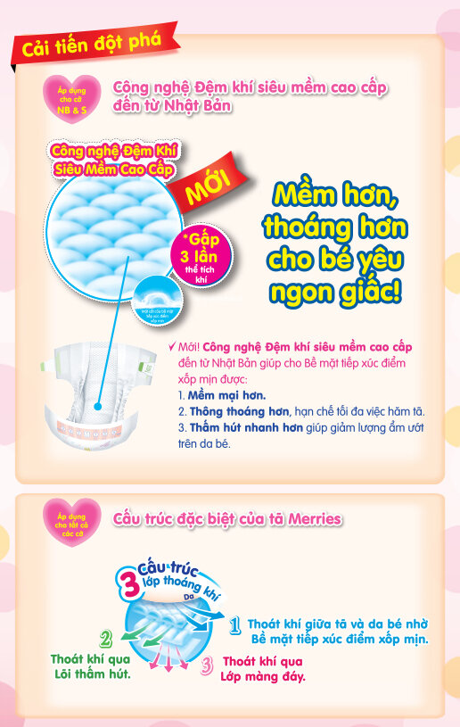  Bỉm - Tã dán Merries size L 54 miếng (cho bé 9-14kg)