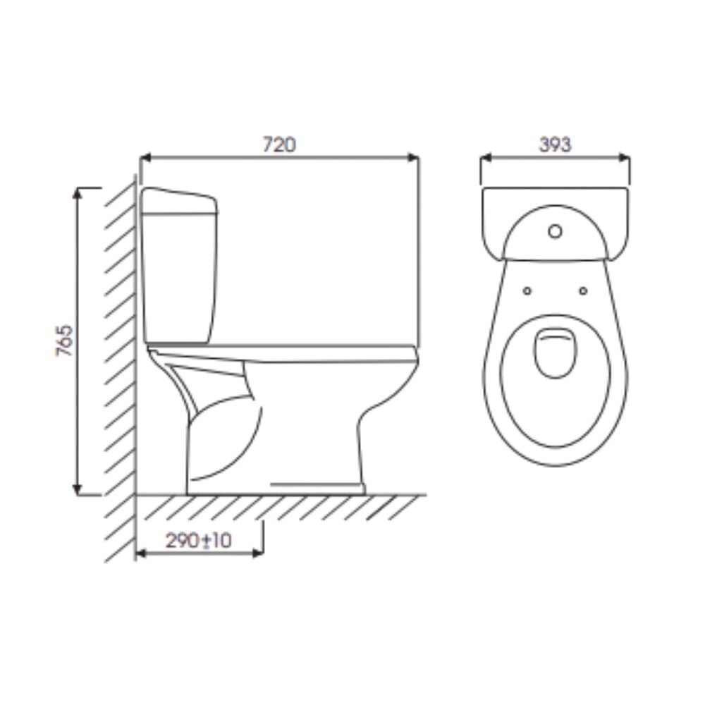 Bản vẽ kỹ thuật bồn cầu 2 khối Ruby I Thiên Thanh CD07