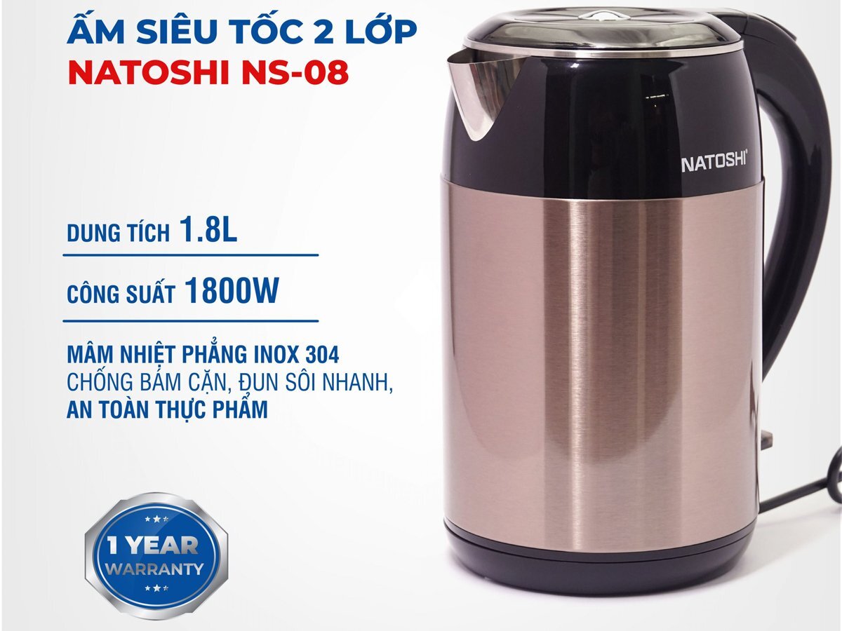 Ấm siêu tốc có dung tích 1.8 lít Ấm siêu tốc