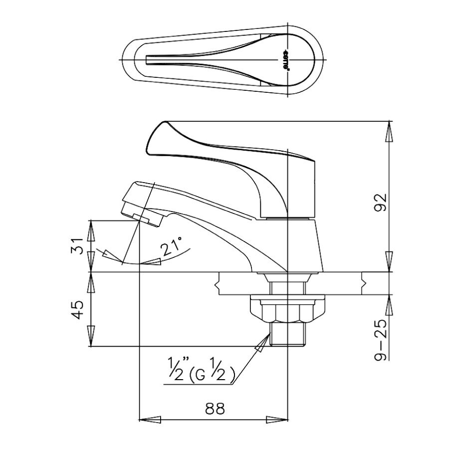 Bản vẽ kỹ thuật vòi lavabo lạnh COTTO CT160C10(HM)